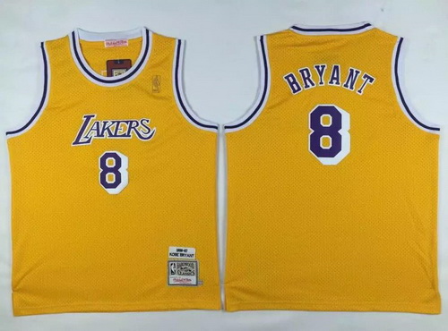 Youth Los Angeles Lakers #8 Kobe Bryant Yellow Hardwood Classics Soul Swingman Throwback Jersey