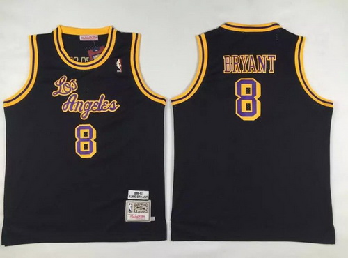 Youth Los Angeles Lakers #8 Kobe Bryant Black Hardwood Classics Soul Swingman Throwback Jersey