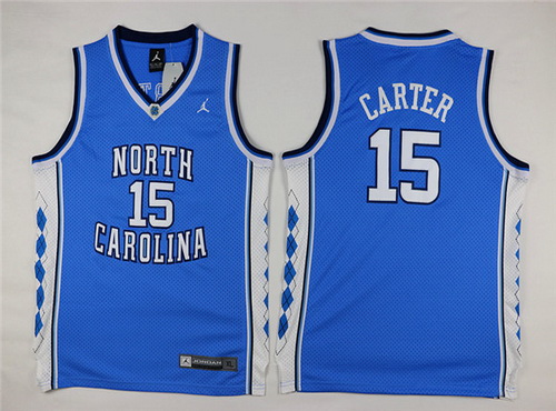 Youth North Carolina Tar Heels #15 Vince Carter Light Blue Soul Swingman College Basketball Jersey