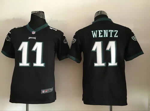 Youth Philadelphia Eagles #11 Carson Wentz Black Alternate NFL Nike Game Jersey