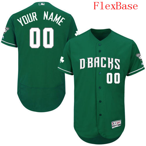 Mens Arizona Diamondbacks Green Celtic Customized Flexbase Majestic MLB Collection Jersey