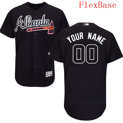 Mens Atlanta Braves Navy Blue Customized Flexbase Majestic MLB Collection Jersey
