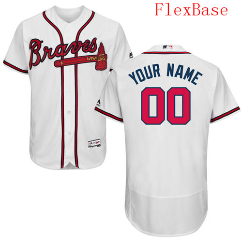 Mens Atlanta Braves White Customized Flexbase Majestic MLB Collection Jersey