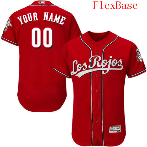 Mens Cincinnati Reds Los Rojos Red Customized Flexbase Majestic MLB Collection Jersey
