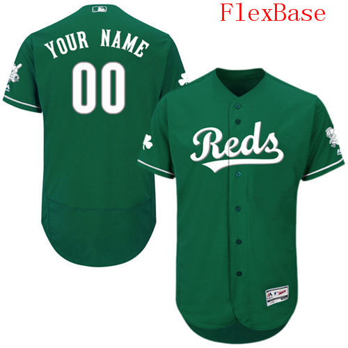 Mens Cincinnati Reds Green Celtic Customized Flexbase Majestic MLB Collection Jersey