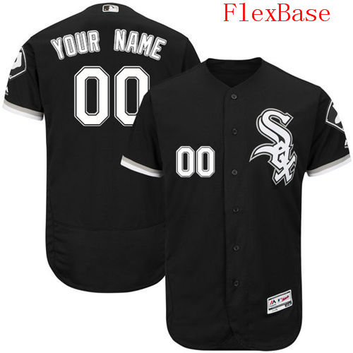 Mens Chicago White Sox Black Customized Flexbase Majestic MLB Collection Jersey