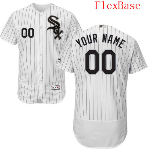 Mens Chicago White Sox White With Black Customized Flexbase Majestic MLB Collection Jersey