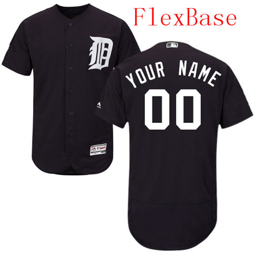 Mens Detroit Tigers Navy Blue Customized Flexbase Majestic MLB Collection Jersey