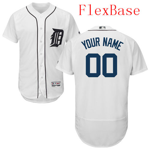 Mens Detroit Tigers White Customized Flexbase Majestic MLB Collection Jersey