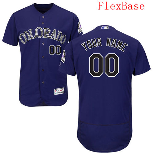 Mens Colorado Rockies Purple Customized Flexbase Majestic MLB Collection Jersey