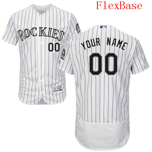 Mens Colorado Rockies White Customized Flexbase Majestic MLB Collection Jersey