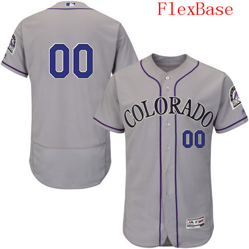 Mens Colorado Rockies Grey Customized Flexbase Majestic MLB Collection Jersey