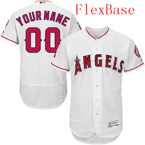 Mens Los Angeles Angels of Anaheim White Customized Flexbase Majestic MLB Collection Jersey