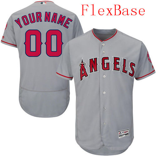 Mens Los Angeles Angels of Anaheim Grey Customized Flexbase Majestic MLB Collection Jersey