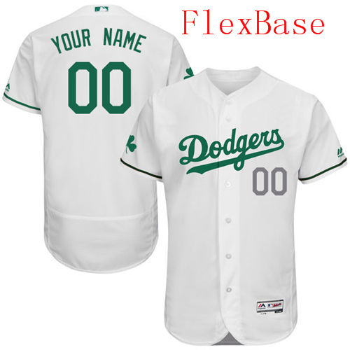 Mens Los Angeles Dodgers White Celtic Customized Flexbase Majestic MLB Collection Jersey