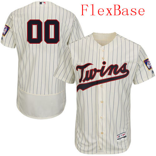 Mens Minnesota Twins Cream Customized Flexbase Majestic MLB Collection Jersey