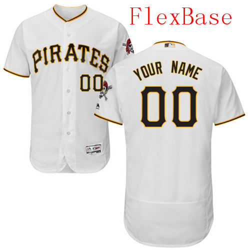 Mens Pittsburgh Pirates White Customized Flexbase Majestic MLB Collection Jersey