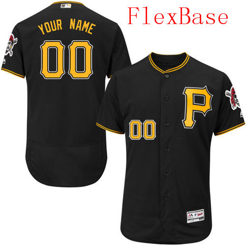 Mens Pittsburgh Pirates Black Customized Flexbase Majestic MLB Collection Jersey
