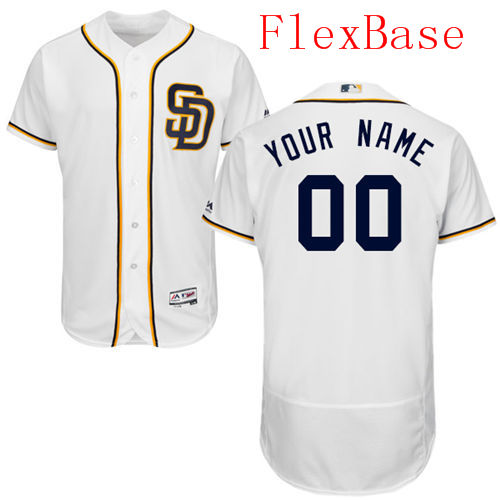 Mens San Diego Padres White Customized Flexbase Majestic MLB Collection Jersey