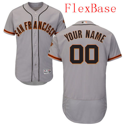 Mens San Francisco Giants Grey Customized Flexbase Majestic MLB Collection Jersey