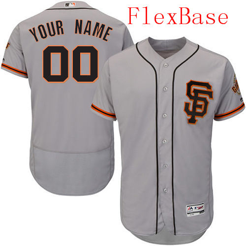 Mens San Francisco Giants Gray Customized Flexbase Majestic MLB Collection Jersey