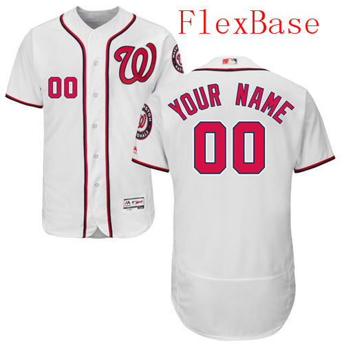 Mens Washington Nationals White Customized Flexbase Majestic MLB Collection Jersey