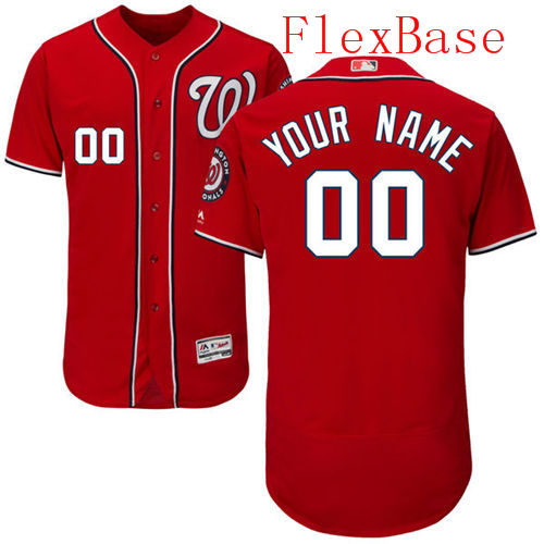 Mens Washington Nationals Red Customized Flexbase Majestic MLB Collection Jersey