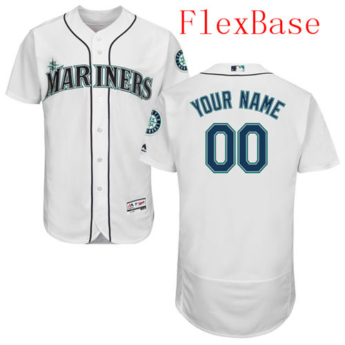 Mens Seattle Mariners White Customized Flexbase Majestic MLB Collection Jersey