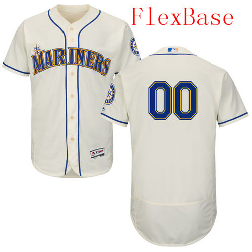 Mens Seattle Mariners Cream Customized Flexbase Majestic MLB Collection Jersey