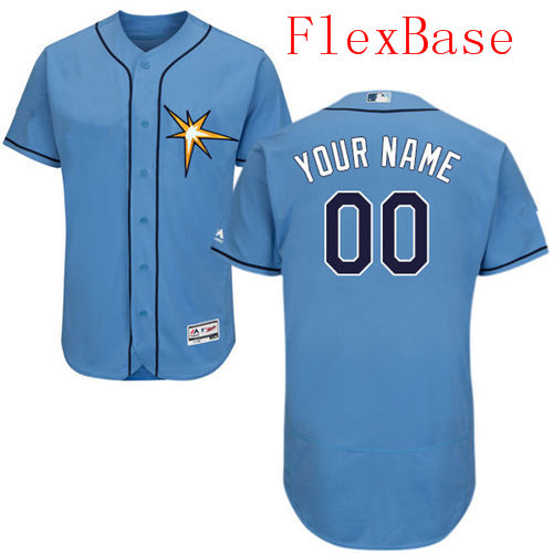 Mens Tampa Bay Rays Light Blue Customized Flexbase Majestic MLB Collection Jersey