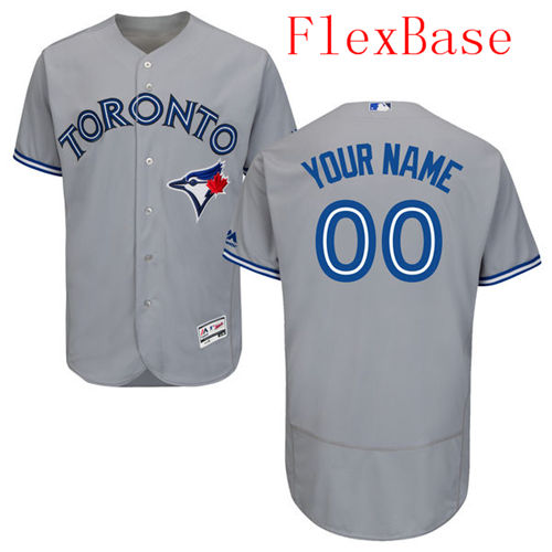 Mens Toronto Blue Jays Grey Customized Flexbase Majestic MLB Collection Jersey