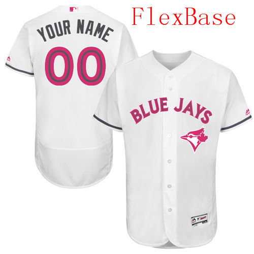 Mens Toronto Blue Jays 2016 Mothers Day Fashion White Customized Flexbase Majestic MLB Collection Jersey