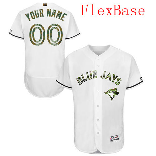 Mens Toronto Blue Jays 2016 Memorial Day FashionWhite Customized Flexbase Majestic MLB Collection Jersey