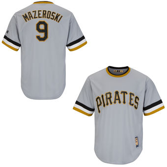 Men's Pittsburgh Pirates Retired Player #9 Bill Mazeroski Majestic Gray Pullover Cool Base Cooperstown Collection Player Jersey