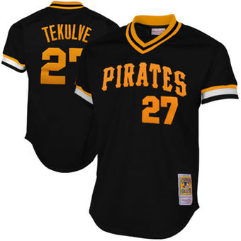Men's Pittsburgh Pirates Retired Player #27 Kent Tekulve Black Pullover 1982 Cooperstown Collection Authentic Practice Jersey 