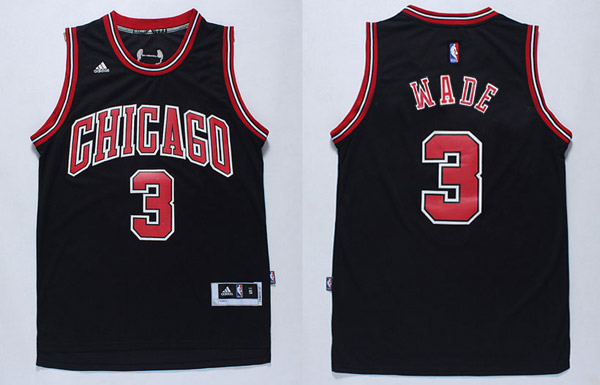 Men's Chicago Bulls #3 Dwyane Wade Black Chicago Revolution 30 Swingman Adidas Basketball Jersey