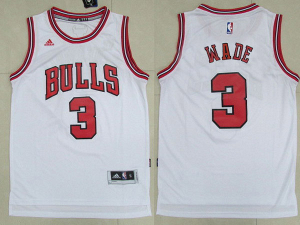 Men's Chicago Bulls #3 Dwyane Wade White Revolution 30 Swingman Adidas Basketball Jersey