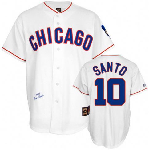Men's Chicago Cubs Retired Player #10 Ron Santo Authentic 1968 Throwback Jersey
