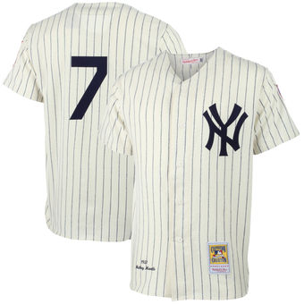 Men's New York Yankees Retired Player #7 Mickey Mantle Mitchell & Ness 1951 Cream MLB Authentic Jersey