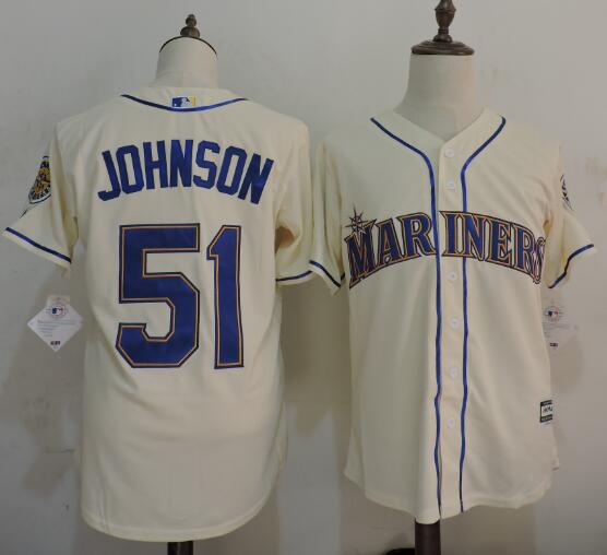 Men's Seattle Mariners #51 Randy Johnson Cream Cooperstown Collection Cool Base Jersey