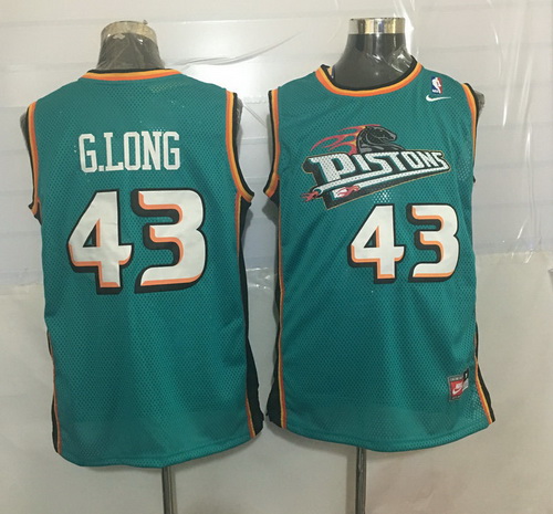 Men's Detroit Pistons #43 Grant Long Teal Green Hardwood Classics Soul Swingman Throwback Jersey