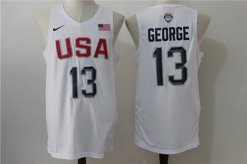 2016 Olympics Team USA Men's #13 Paul George White Revolution 30 Swingman Basketball Jersey