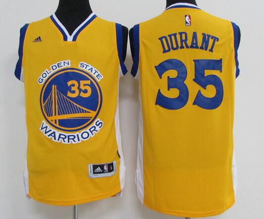 Men's Golden State Warriors #35 Kevin Durant Yellow Revolution 30 Swingman Basketball Jersey