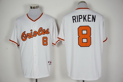 Men's Baltimore Orioles Retired Player #8 Cal Ripken Majestic White 1976 Turn Back The Clock Jersey