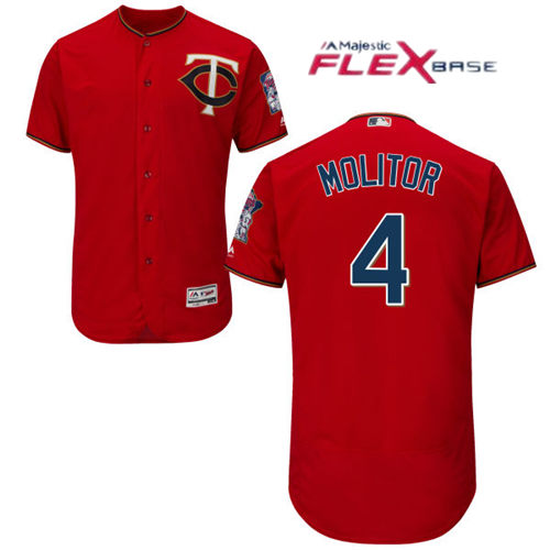 Men's Minnesota Twins Retired Player #4 Paul Molitor Red Stitched Baseball Jersey