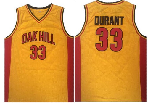 Men's Oak Hill Academy High School #33 Kevin Durant Yellow Soul Swingman Basketball Jersey