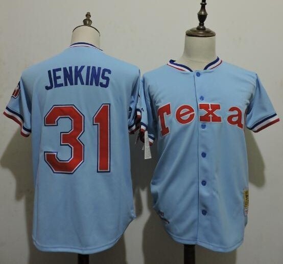 Men's Texas Rangers #31 Ferguson Jenkins Light Blue 1981 Cooperstown Throwback Mitchell & Ness Jersey