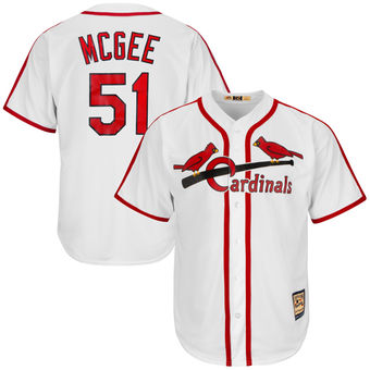 Men's St. Louis Cardinals Retired Player #51 Willie McGee Majestic White Cool Base Cooperstown Collection Player Jersey