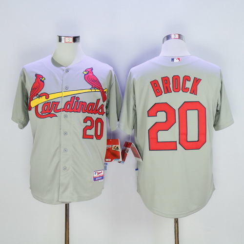 Men's St. Louis Cardinals Retired Player #20 Lou Brock Gray Cool Base Baseball Jersey