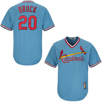 Men's St. Louis Cardinals Retired Player #20 Lou Brock Majestic Light Blue Cool Base Cooperstown Collection Player Jersey